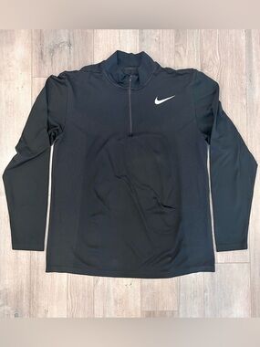 Nike Black 1/4 Zip Performance Pullover with White Swoosh